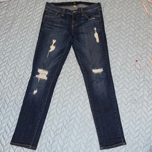 Lulus women’s jeans 27 4 skinny blue stretch distressed holes dark wash